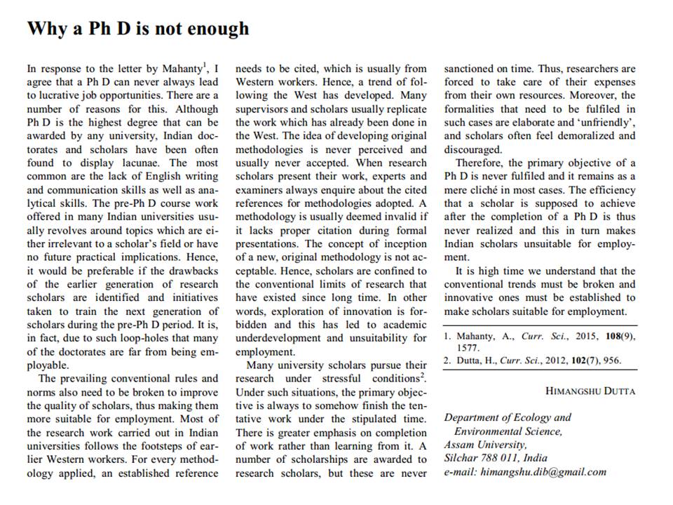 a phd is not enough summary